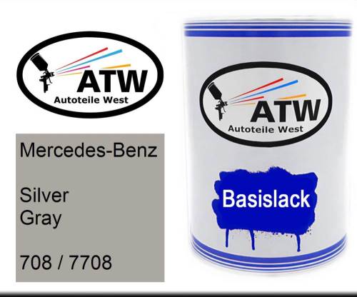 Mercedes-Benz, Silver Gray, 708 / 7708: 500ml Lackdose, von ATW Autoteile West.